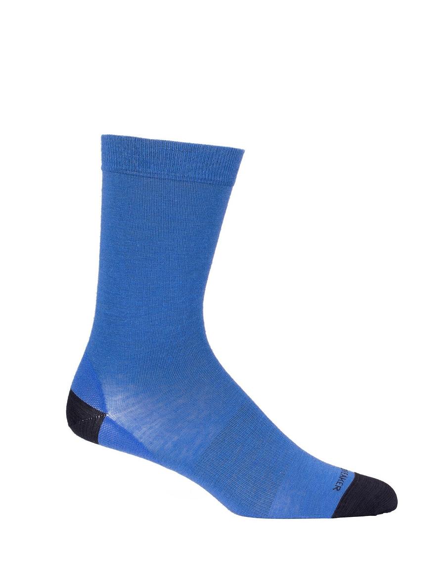 Chaussettes Icebreaker Merino Lifestyle Fine Gauge Crew Homme Bleu Marine | FR 1010ZUTG